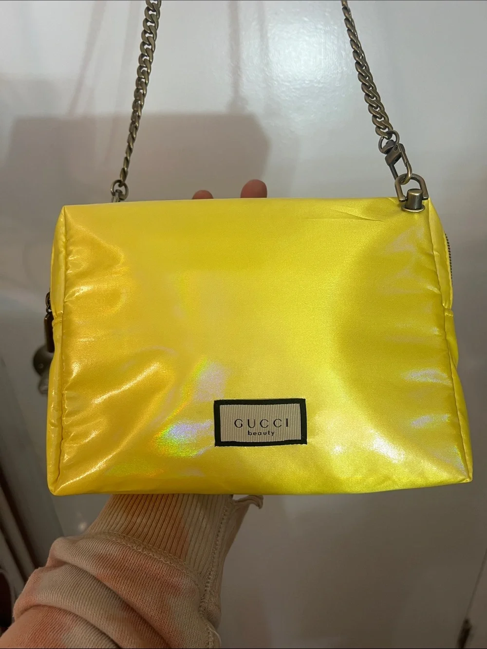 Gucci Yellow Pouch with 47 inch chain/Hardware